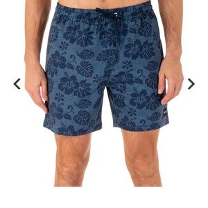 NWT Hurley Navy Floral Men's Cannonball 17" Swim Board Shorts - Med